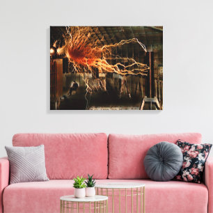Nikola Tesla Mann des Geheimnisses Farbe Redux Leinwanddruck