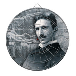NIKOLA TESLA PORTRAIN IN SCHWARZ DARTSCHEIBE