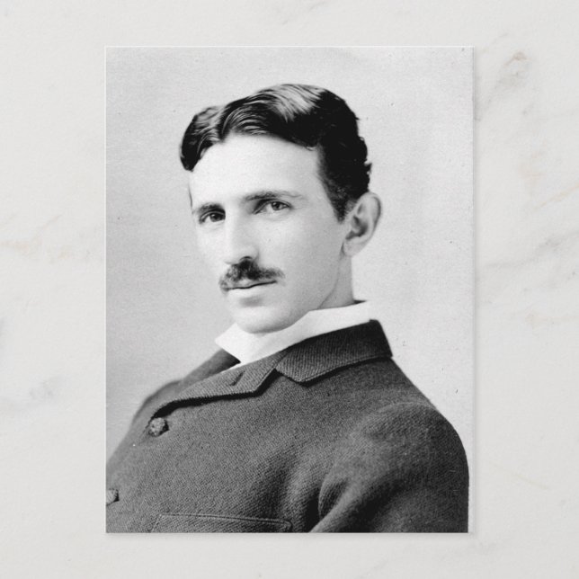 Nikola Tesla Portrait Postkarte (Vorderseite)