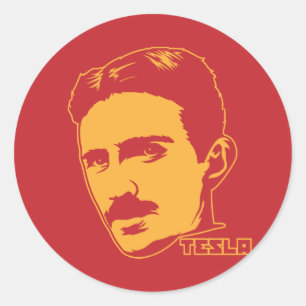 Nikola Tesla Portrait Runder Aufkleber