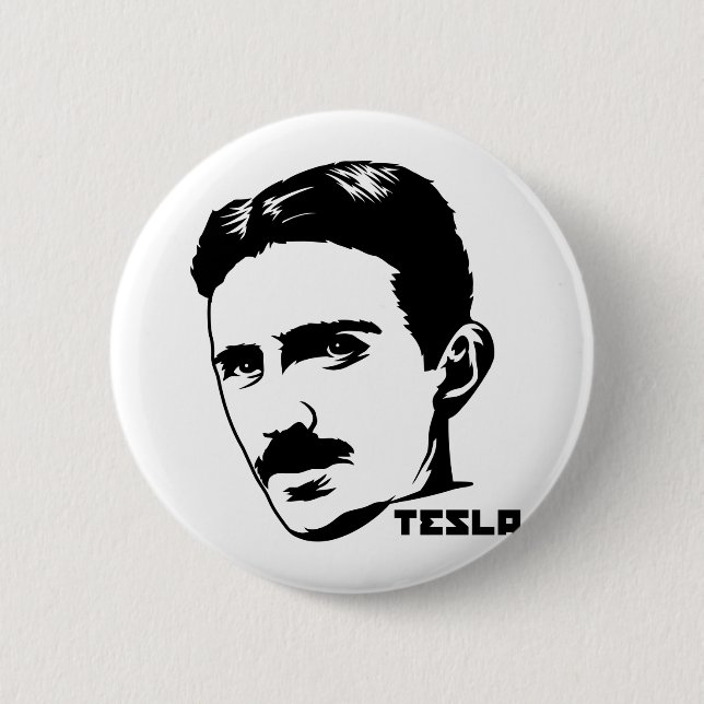 Nikola Tesla-Porträt-Knopf Button (Vorderseite)