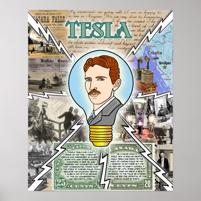 Nikola Tesla Poster Eerie Lake Erie Offiziell Merk (Vorne)