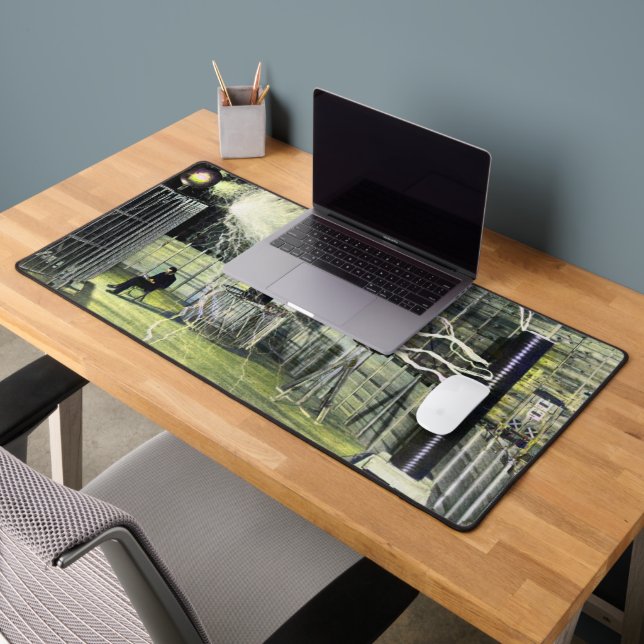 Nikola Tesla sitzt neben seiner hohen Spannung Schreibtischunterlage (Büro 2)