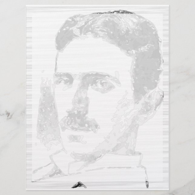 Nikola Tesla Zeichne in Schwarzweiß Briefbogen (Vorderseite)