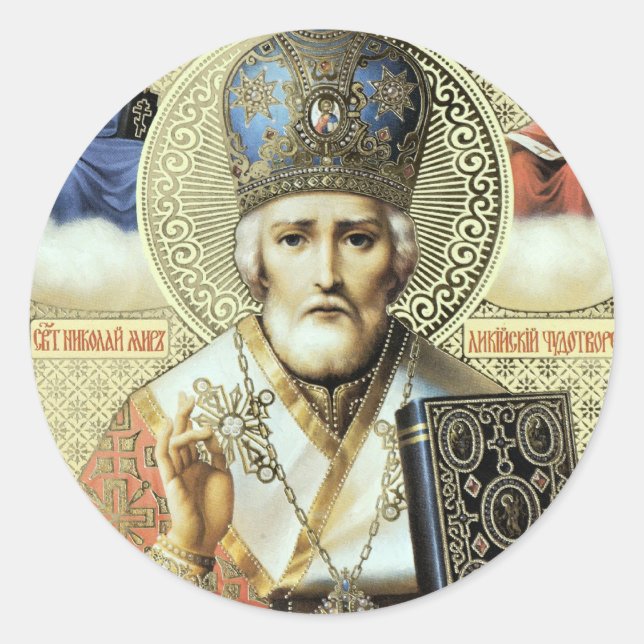 Nikolaos von Myra Runder Aufkleber (Vorderseite)