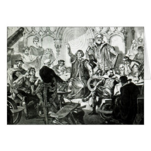 Nikolaus Kopernikus, der seine Theorie erklärt
