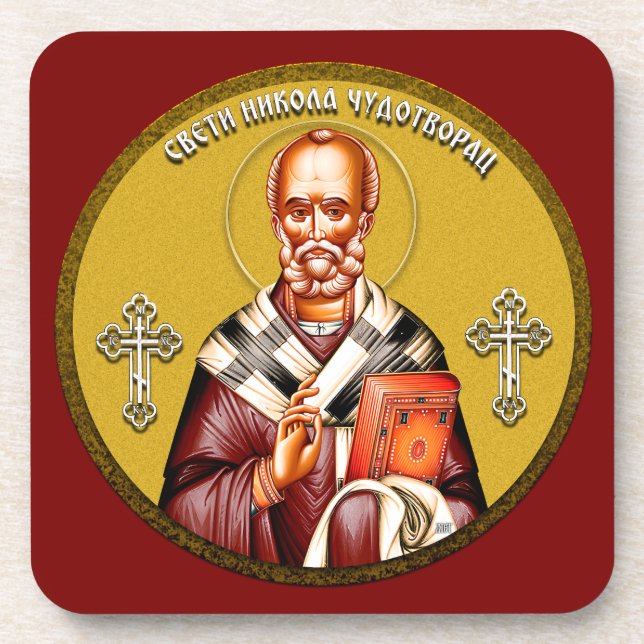 Nikolaus-Orthodoxe Ikone 01 Getränkeuntersetzer (Vorderseite)