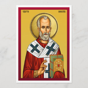Nikolaus-Orthodoxe Ikone, serbisches Gebet 2 Menükarte