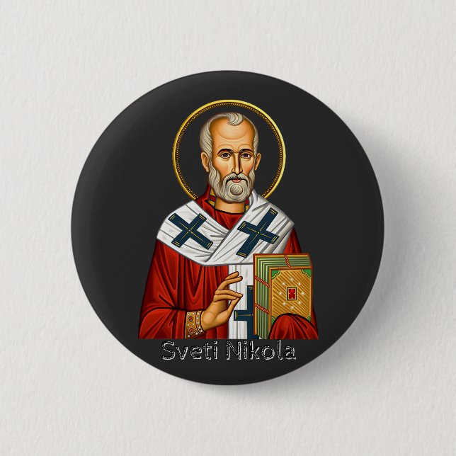 Nikolaus-Orthodoxen serbischen Buchstaben Ikone Button (Vorderseite)