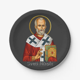 Nikolaus-Orthodoxen serbischen Buchstaben Ikone Pappteller