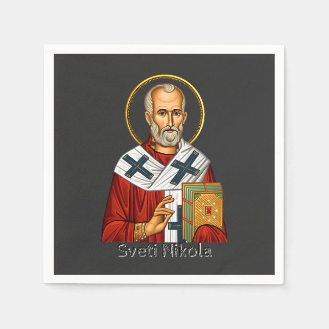 Nikolaus-Orthodoxen serbischen Buchstaben Ikone Serviette (Vorderseite)