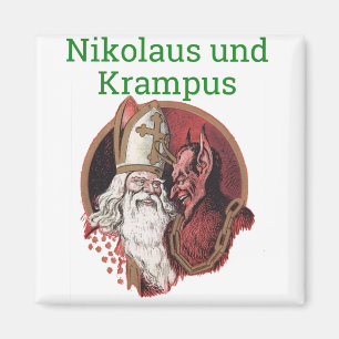 Nikolaus und Krampus Deutsch-Weihnachten Magnet