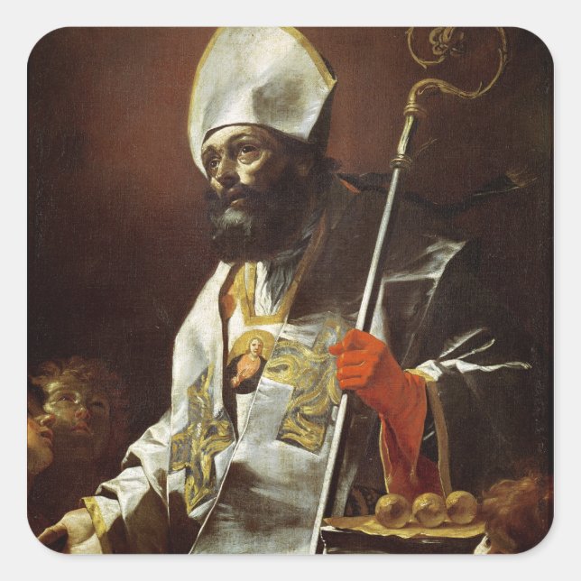 Nikolaus von Bari Quadratischer Aufkleber (Vorderseite)