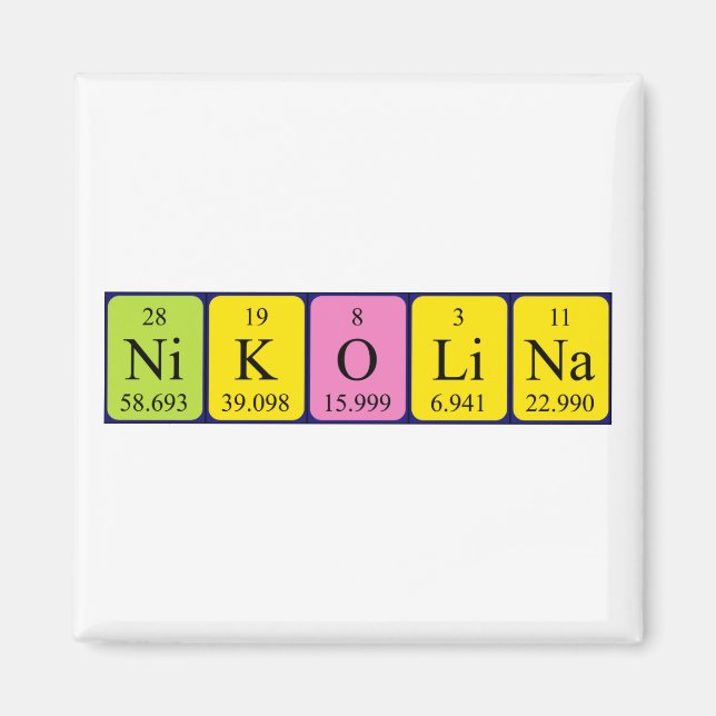 Nikolina-Magnet für den periodischen Tabellennamen Magnet (Vorne)