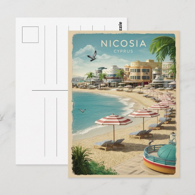 Nikosia, Hauptstadt Zypern Vintage Souvenirgeschen Postkarte (Vorne/Hinten)