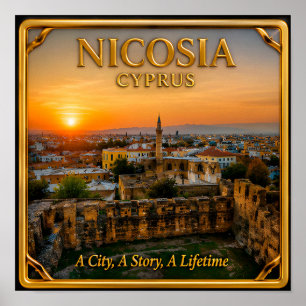 Nikosia Zypern Goldenes Reiseerinnerung Poster