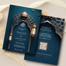 Nile Blue Islamic 3D Arch Elegante muslimische Hoc Einladung