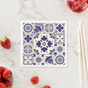 Nile Blue Mexikanisch Traditionelles Florales Tala Serviette