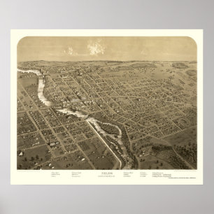 Niles, panoramische Karte MI - 1868 Poster