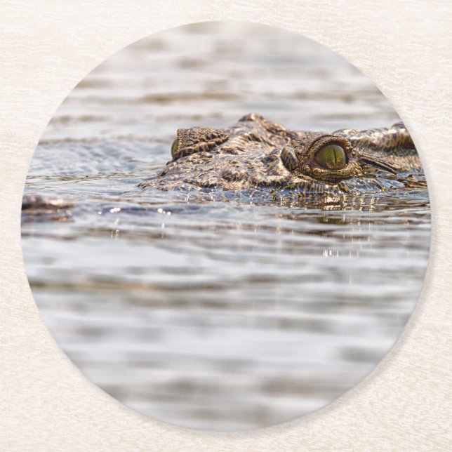 Nilkrokodil Runder Pappuntersetzer (Vorderseite)