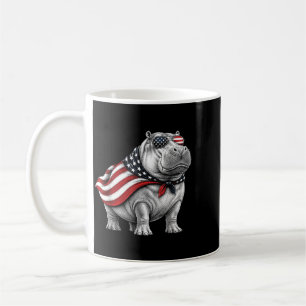 Nilpferd 4. Juli Amerikanische Flagge Patriotische Kaffeetasse
