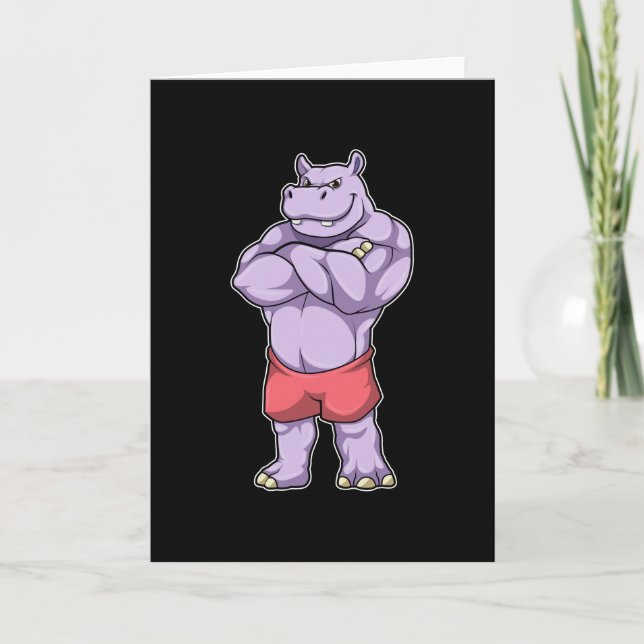Nilpferd als Bodybuilder extrem Karte (Vorderseite)