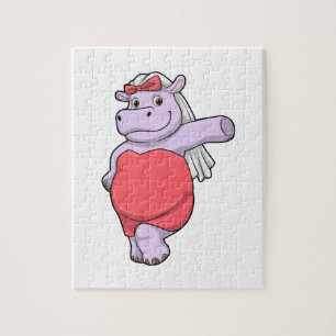 Nilpferd als Braut mit Schleier & Bogen
