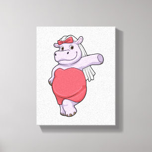 Nilpferd als Braut mit Schleier und Bogen Leinwanddruck