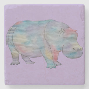 Nilpferd-Aquarell Steinuntersetzer