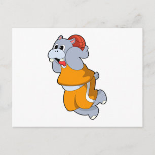 Nilpferd beim Basketball-Sport Postkarte