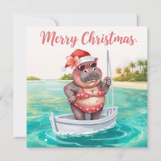 Nilpferd Bikini Weihnachten Segeln (Vorderseite)