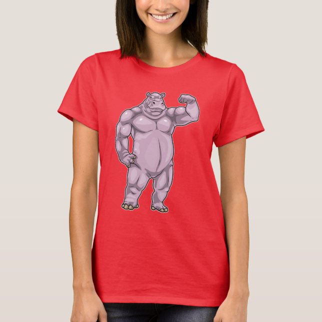 Nilpferd Bodybuilder Bodybuilding T-Shirt (Vorderseite)