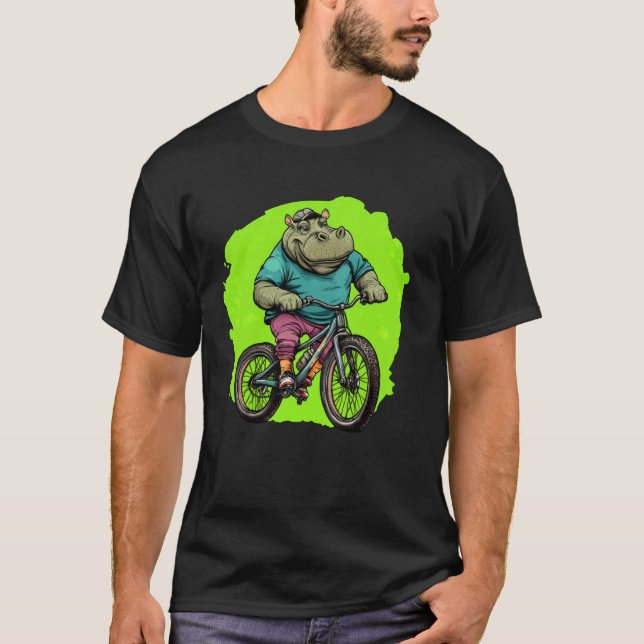 Nilpferd Fahrrad T-Shirt (Vorderseite)