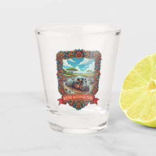 Nilpferd im Katavi-Nationalpark Tansania Schnapsglas