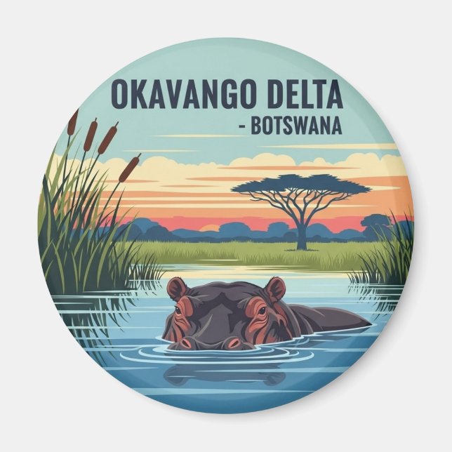 Nilpferd im Okavango-Delta Botswana Magnet (Vorne)