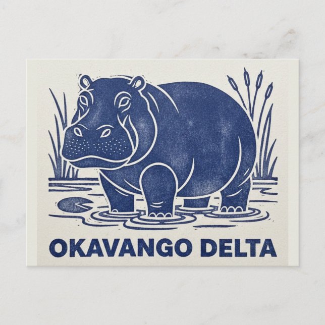 Nilpferd im Okavango-Delta Botswana Postkarte (Vorderseite)