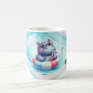 Nilpferd im Pool mit Namen Kaffeetasse