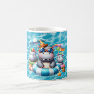 Nilpferd im Pool mit Namen Kaffeetasse