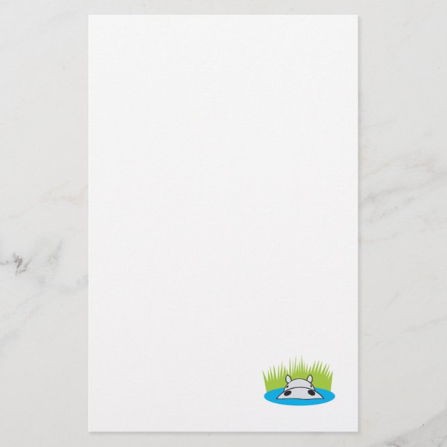 Nilpferd im Wasser Briefpapier (Vorderseite)