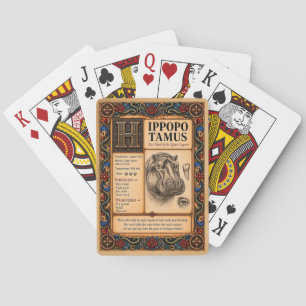Nilpferd, mittelalterliche Bestiarien-Kunst Spielkarten