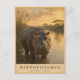 Nilpferd ostafrikanische Flüsse VINTAGE Postkarte