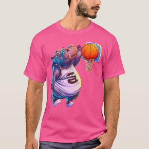 Nilpferd spielt Basketball Cool Lustige Nilpferde T-Shirt