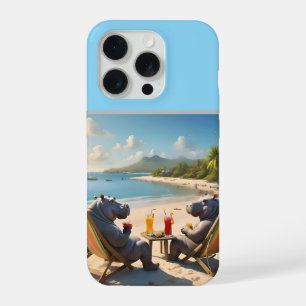 Nilpferd-Stunde: Strandcocktails und gute Zeiten, iPhone 15 Pro Hülle