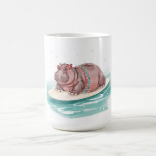 Nilpferd-Surfer auf Surfbrett Kaffeetasse