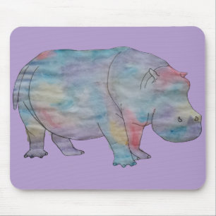 Nilpferd Wasserfarbe Mousepad