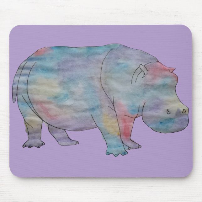 Nilpferd Wasserfarbe Mousepad (Vorne)