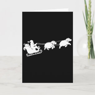 Nilpferd Weihnachten Santa Schlitten Nilpferde Wei Karte