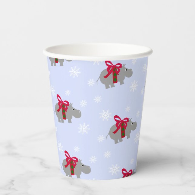 Nilpferd-Weihnachtsfeier-Papierbecher Pappbecher (Rückseite)