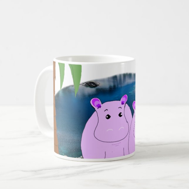 Nilpferde im Wassermug Kaffeetasse (Vorderseite Links)
