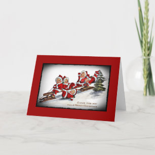 Nimblie Nicks reiten einen Schlitten Feiertagskarte